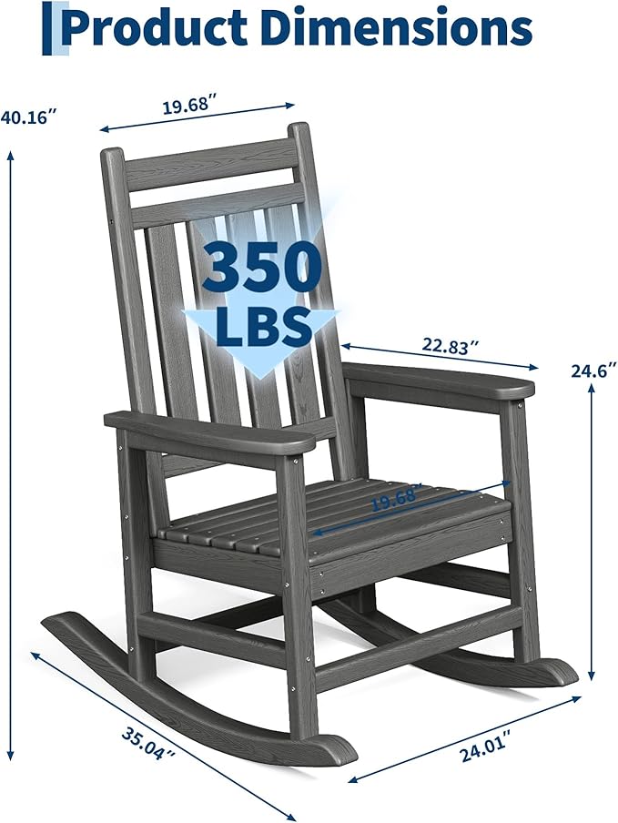 HDPE Rocking Chair Outdoor Set of 6 - Image 2