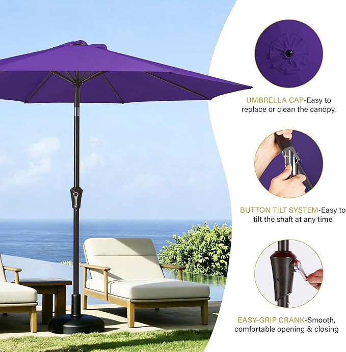 MEWAY 9ft Patio Umbrella Outdoor Table Umbrellas - Image 6