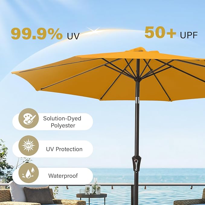 MEWAY 9ft Patio Umbrella Outdoor Table Umbrellas - Image 5