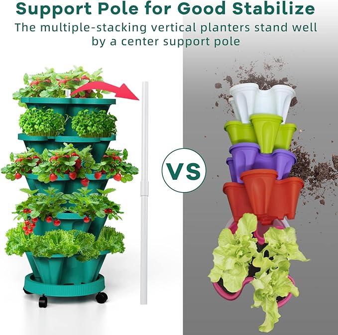 Strawberry Vertical Planters Tower Garden, 7 Tiered Stacking Herb Vegetable - Image 5