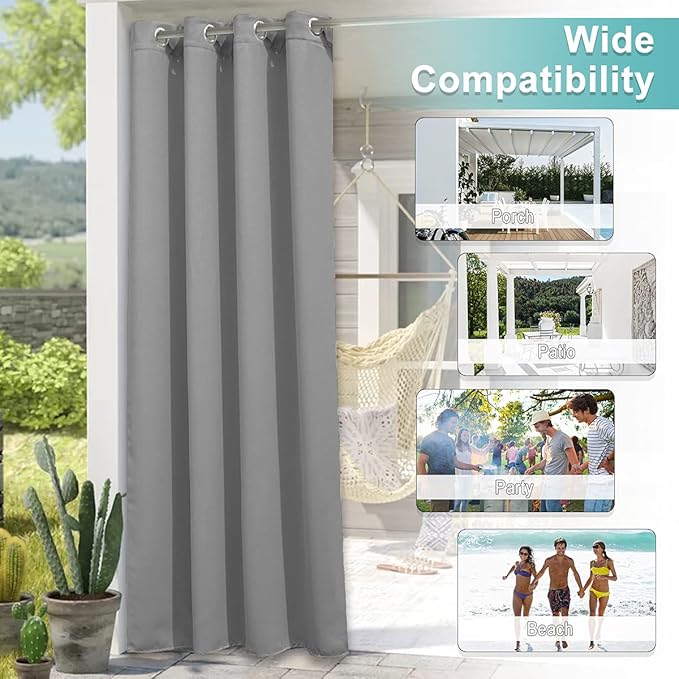 NICETOWN Patio Outdoor Curtain Waterproof Extra Wide and Long, Rustproof - Image 6