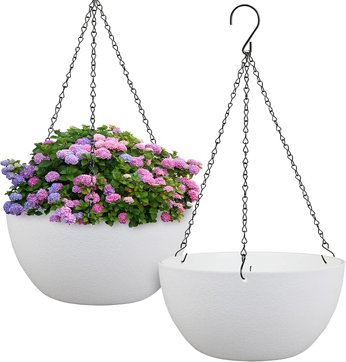 12 inch Large Hanging Planters for Indoor Outdoor Plants, 2 Pack Hanging Flower by Meowell