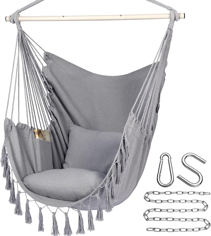 Y- STOP Hammock Chair Hanging Rope Swing, Max 500 Lbs, 2 Cushions Included by Y-STOP