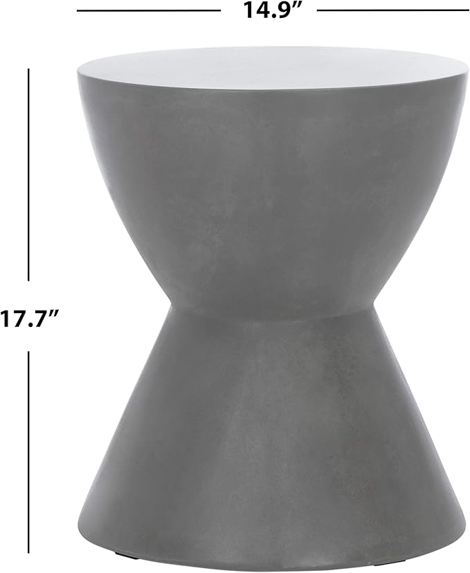 Safavieh Outdoor Collection Athena Modern Concrete Dark Grey Round 17.7-inch - Image 3