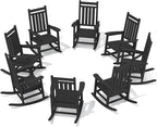 SERWALL HDPE Outdoor Rocking Chair Set of 8, Patio Rocking Chairs by SERWALL