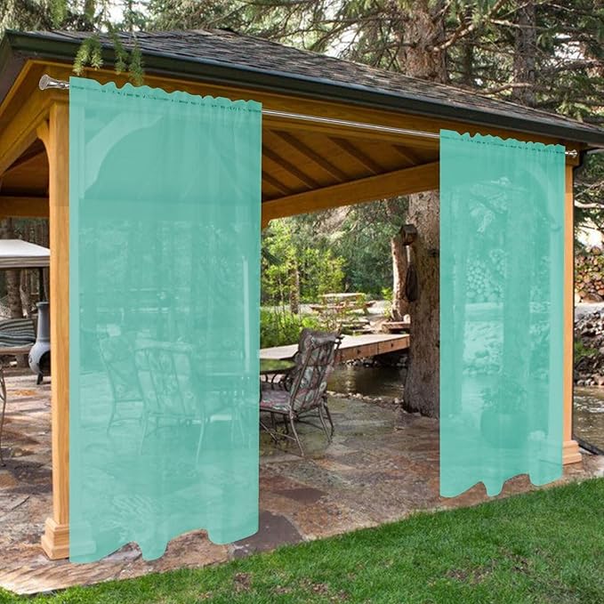SpaceDresser Waterproof Outdoor Sheer Curtains by SpaceDresser