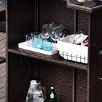Outsunny 5 Pcs Rattan Wicker Bar Set, High Top Outdoor Table and Chairs - Image 7
