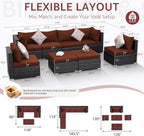NICESOUL 8 Piece Modern Patio Couch Set, 29.3'' High Back Oversized Wicker - Image 4