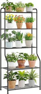 5-Tier Corner Plant Stand, Metal Black Flower Pot Rack, Indoor Outdoor Heavy by Unknown