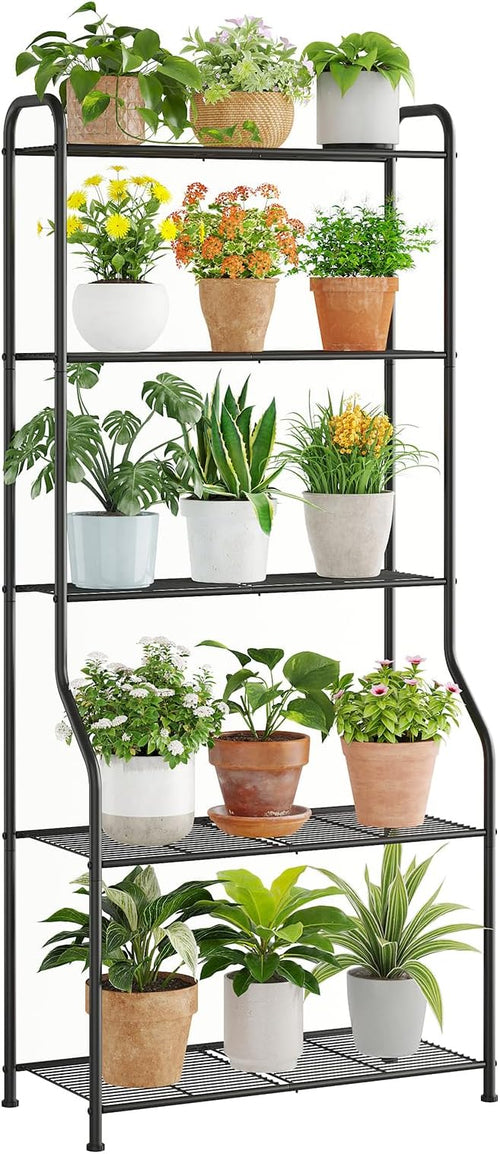 5-Tier Corner Plant Stand, Metal Black Flower Pot Rack, Indoor Outdoor Heavy by Unknown