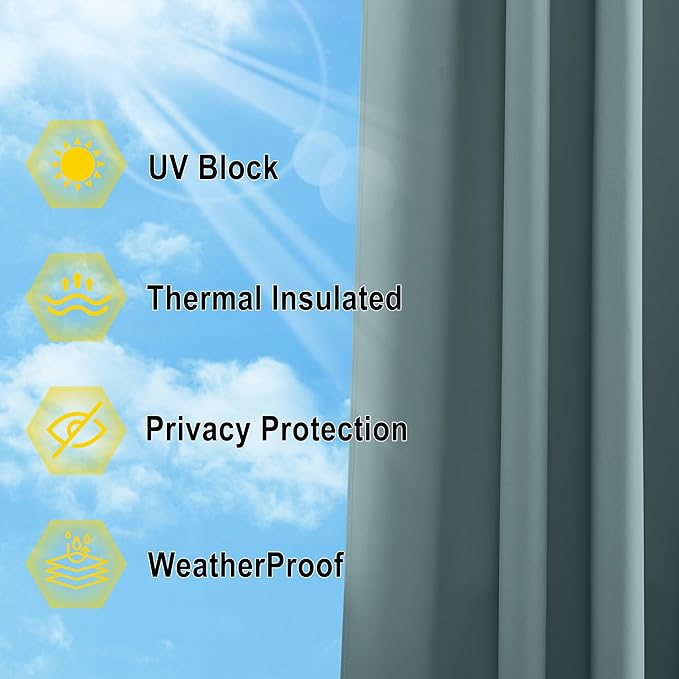 NICETOWN Outdoor Curtain for Patio Waterproof Extra Wide 100 in, Sun Blocking - Image 5