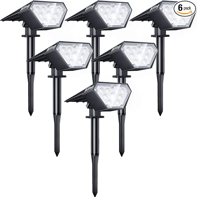 Biling Solar Spot Lights Outdoor, 2-in-1 Solar Landscape Lights 12 LED Bulbs by biling