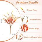 Artificial Fake Plants Flowers for Outdoors Fall Decor, 12 Bundles Fall Leaves - Image 2