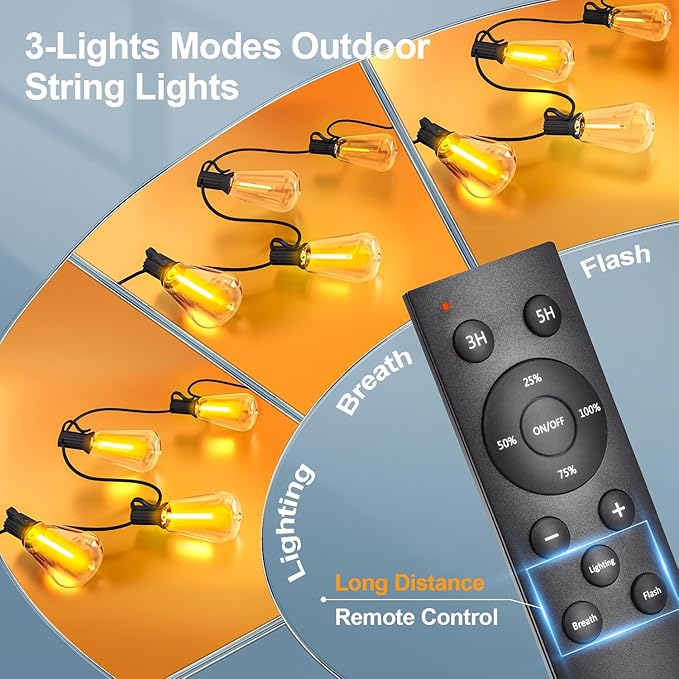 Outdoor String Led Patio Lights - 50Ft 15M Outside Waterproof Light - Image 2