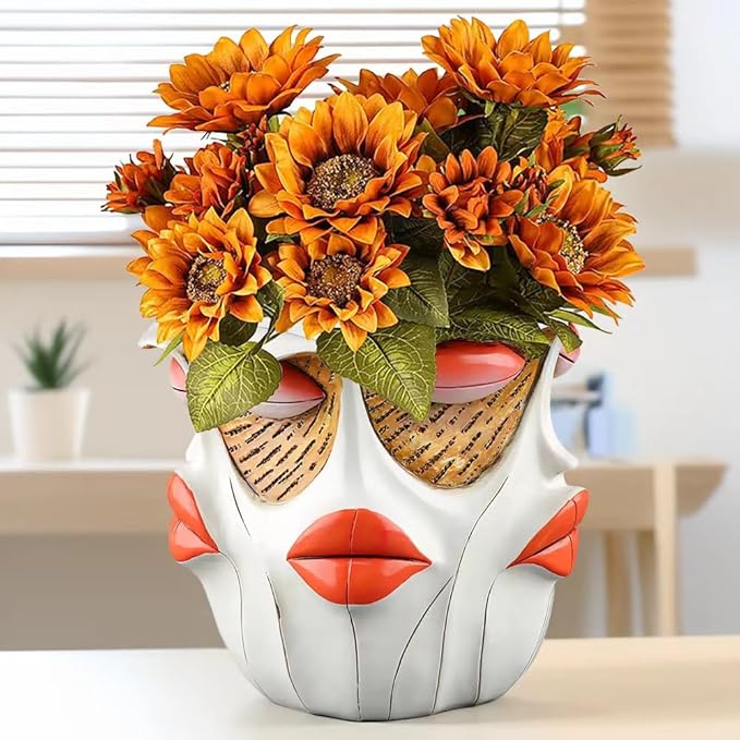 TOZLU Art Abstract Face Planters Pots Head, Unique Fun Abstract Face Flower Pot - Image 7