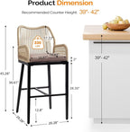 VINGLI Outdoor Bar Stools Set of 2, Heavy-Duty Outdoor Barstools Boho Woven - Image 3