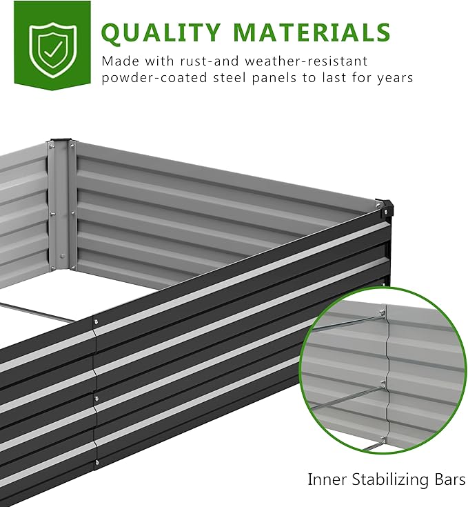 2PCS 8x4x1ft Galvanized Raised Garden Bed Kit, Galvanized Planter Raised Garden - Image 5