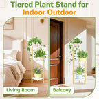 iDavosic.ly 3 Tier Bamboo Plant Stand Indoor Outdoor - Image 6