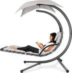 Best Choice Products Outdoor Hanging Curved Steel Chaise Lounge Chair Swing by BestChoiceProducts