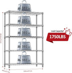 IZEUK 5-Tier Heavy Duty Metal Storage Shelving Unit, Adjustable Steel Wire Rack - Image 3