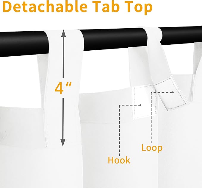 Easy-Going Outdoor Patio Curtains Detachable Tab Top Windproof Weatherproof - Image 2