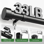 Time Forest Curtain Rods for Windows 32 to 240, 1 Inch Adjustable Black Heavy - Image 4