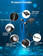 Zyan Solar Landscape Spotlights, Separate Monocrystalline Panels & USB-C - Image 8