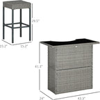 Outsunny 5 Piece Wicker Outdoor Bar Set, High Top Outdoor Table and Chairs - Image 7