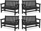SERWALL Outdoor Bench, HDPE Outdoor Benches Weatherproof, 2-Person Garden Bench by SERWALL