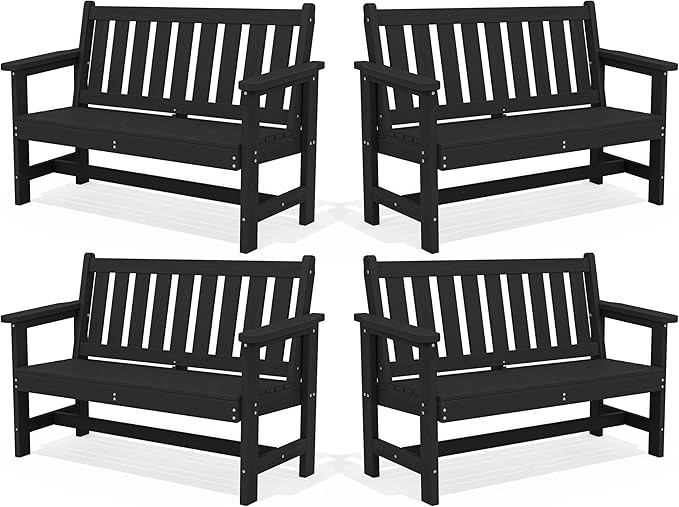 SERWALL Outdoor Bench, HDPE Outdoor Benches Weatherproof, 2-Person Garden Bench by SERWALL