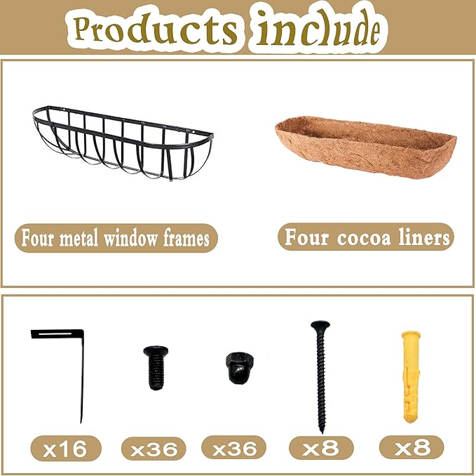 4pack 24-inch Window Sill Window Railing Planters - Image 4