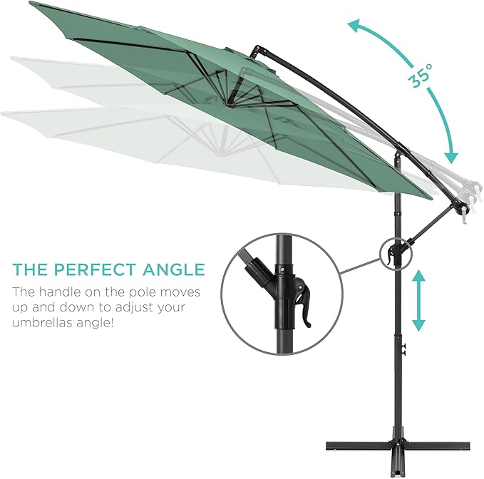 Best Choice Products 10ft Offset Cantilever Hanging Market Patio Umbrella - Image 4