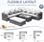 NICESOUL 11 Piece Modern Outdoor Furniture Sofa Set, 29.3'' High Back Comfy - Image 4