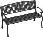 Outdoor Bench, 50.4" Patio Metal Frame Garden Bench - Image 3