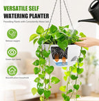 8 Inch Hanging Planters for Indoor Outdoor Plants, 4 Pack White Plastic Self - Image 2
