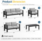 Solaste Aluminum Outdoor Patio Furniture Set, 7 Seats Patio Sectional Sofa - Image 2