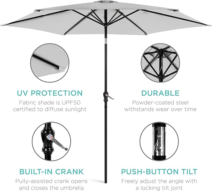 Best Choice Products 10ft Outdoor Table Compatible Steel Polyester Market Patio - Image 5
