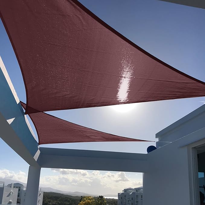 SUNNY GUARD Sun Shade Sail 13'x13'x13' Triangle Brown UV Block Sunshade by SUNNYGUARD