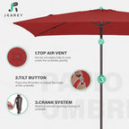 JEAREY 6.5x10 ft Rectangular Patio Umbrellas Rectangle Outdoor Umbrella - Image 7