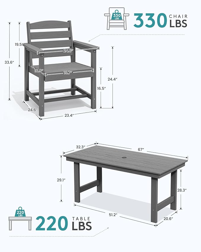 SERWALL Patio Dining Table and Bench Set - Image 4