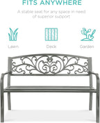 Best Choice Products Outdoor Bench Steel Garden Patio Porch Furniture - Image 3
