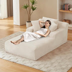 80 Inch Chaise Lounge Chair Indoor, Oversized Corduroy Upholstered Boneless by HANXIN