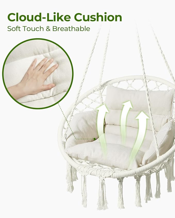 Greenstell Hammock Chair, Macrame Swing Chair - Image 3