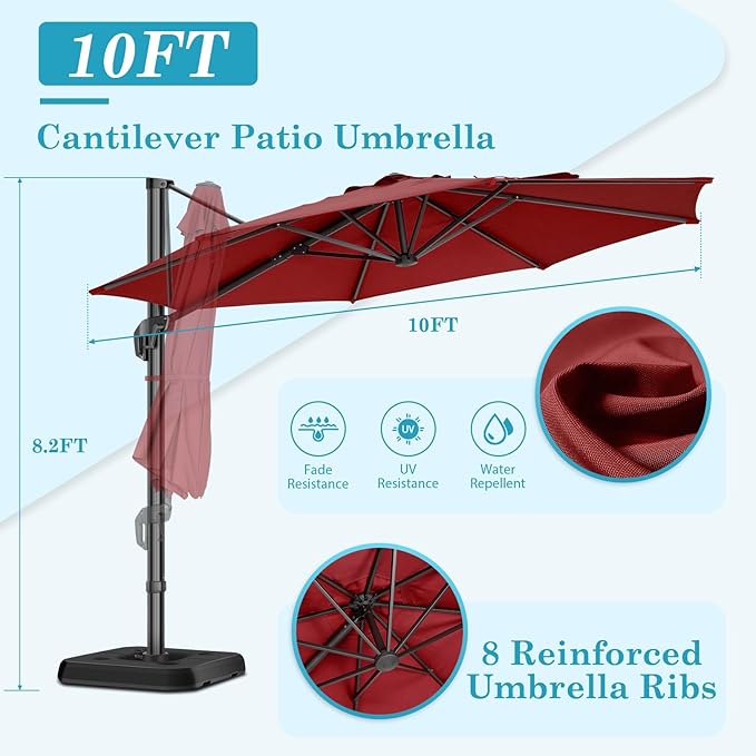 HOTEEL10x10ft Patio Umbrella Cantilever Umbrellas - Image 5