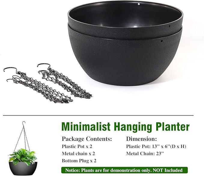 WOUSIWER 13 inch 2Pack Large Hanging Planters - Image 7