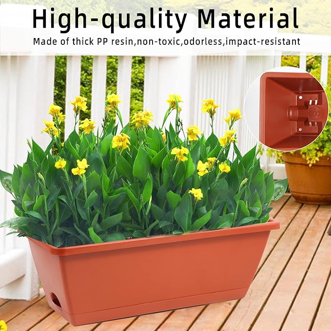 8pcs Window Box Planter, 17 Inches Flower Window Boxes, Rectangle Planters Box - Image 4