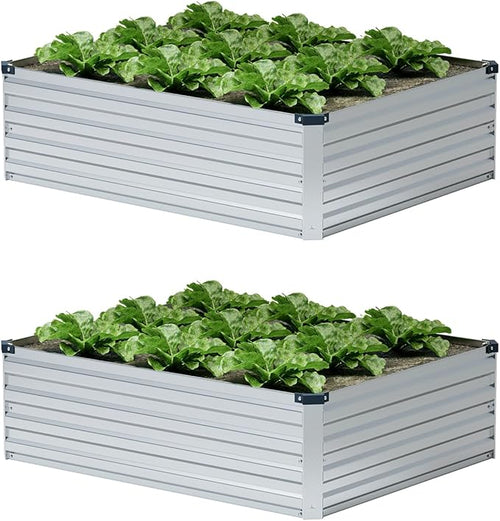 4×3×1FT Galvanized Raised Garden Bed Kit, Metal Planter Boxes, Large Raised by ZUNUDA