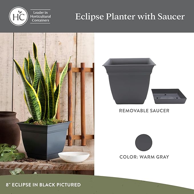 The HC Companies 10 Inch Eclipse Square Planter Pots - Image 2