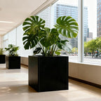 Galvanized Steel Planter Box Black Metal Planter Large Square 32Inch Indoor - Image 4