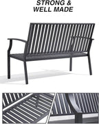 52" Outdoor Bench Garden Bench, Weatherproof Anti-Rust Heavy-Duty Outside - Image 4